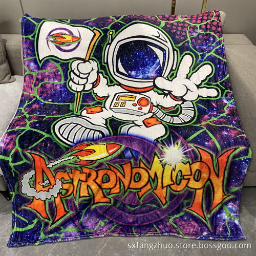 50*60 inch soft flannel custom print space astronomical blanket with logo